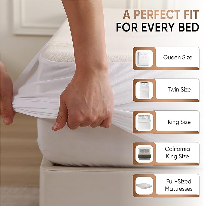 Waterproof Organic Mattress Protector Twin - Organic Cotton Breathable Mattress Pad Cover - 250 GSM Comfort - Deep Pocket - Fitted Comfort