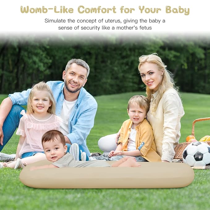 Lucakuins Baby Lounger, Bionic Design Baby Lounger for Newborn 0-24 Months, Soft Organic Cotton Breathable Lounger for Infants (Apricot Baby Lounger)