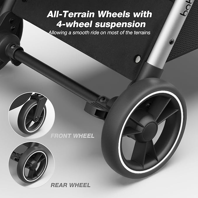 Lightweight Travel Stroller for Baby, Self-Folding Toddler Stroller with Large Canopy, Full-Reclining Seat, Cup Holder Included - Newborn to 50lbs.