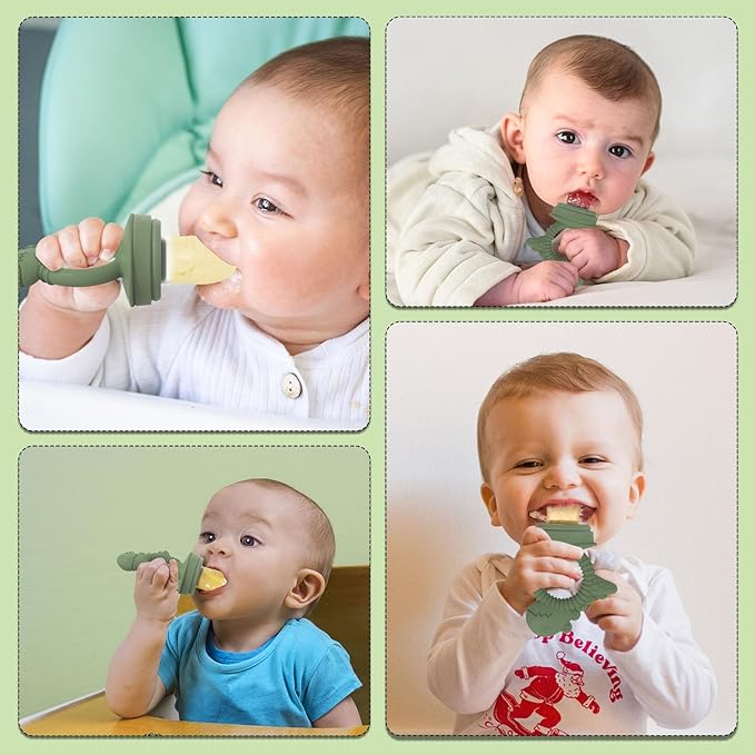 Breastmilk Popsicle Molds & Fruit Feeder Pacifier, Silicone Baby Food Freezer Tray Storage Containers for Infant Teething Self Feeding (1 Set)