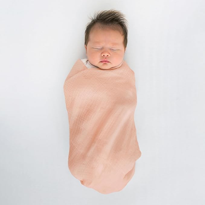 SwaddleDesigns Cotton Muslin Swaddle Blanket, Receiving Blanket for Baby Boys & Girls, Best Registry Gift, 46x46 inches, Peach Blush