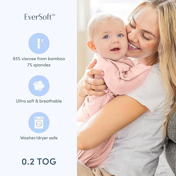 SleepingBaby EverSoft Zipadee-Zip Transition Swaddle - Roomy Wearable Blanket with Two Way Zipper - Viscose from Bamboo - Dusty Rose, Large (12-24 Month)