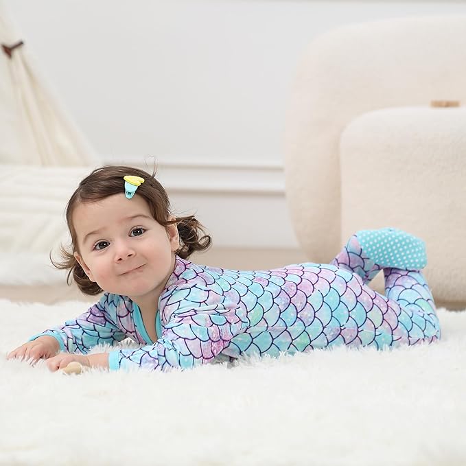 UNIFACO Baby Girls Boys Footed Pajamas One-Piece Sleeper Snug Fit Sleep and Play Zip Front Footie Romper 0-12 Month