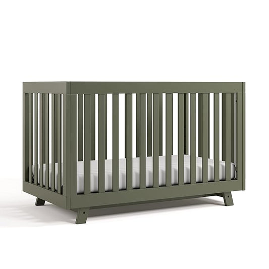 Storkcraft Beckett Grow-with-Me Convertible Crib (Olive) – GREENGUARD Gold Certified, Converts to Toddler Bed & Daybed, Fits Standard Crib Mattress, Easy-to-Assemble