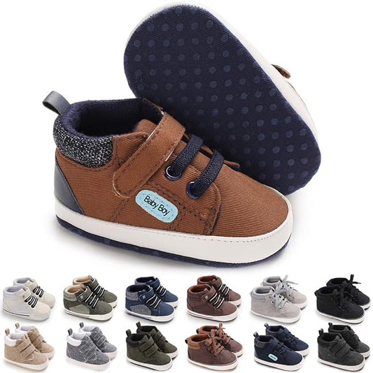 CENCIRILY Baby Boys Girls High Top Sneakers Soft Soles Anti Skid Infant Ankle Shoes Toddler Prewalker First Walking Crib Shoes