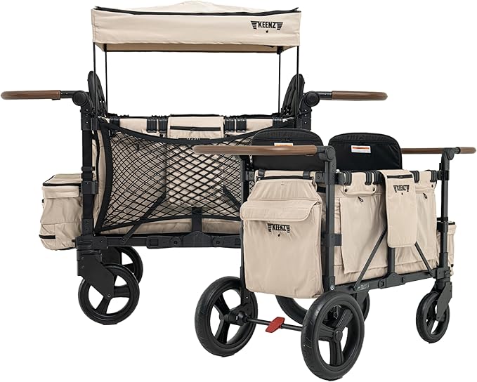 Keenz XC EVO - Luxury Comfort Stroller Wagon | Foldable 2 Passenger Double Seater with Adjustable Canopy | Mocha