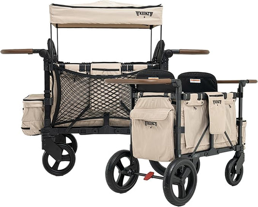 Keenz XC EVO - Luxury Comfort Stroller Wagon | Foldable 2 Passenger Double Seater with Adjustable Canopy | Mocha