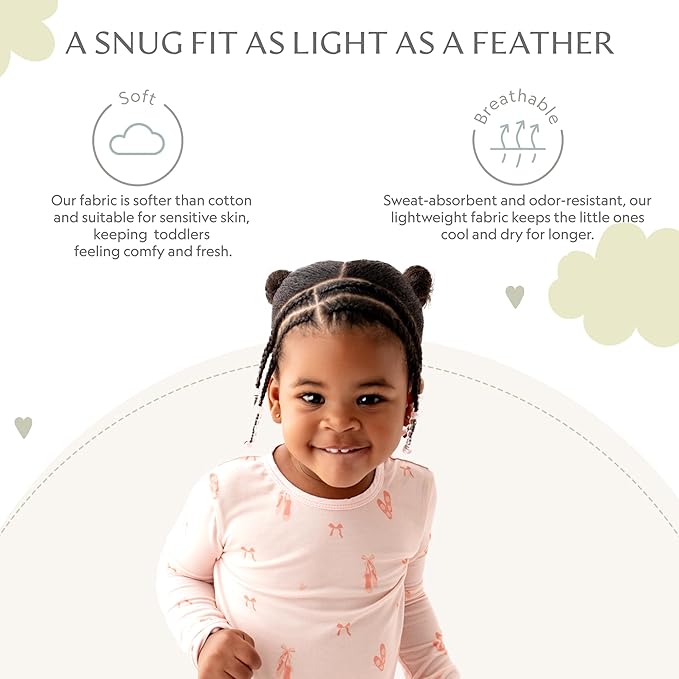 Toddler Pajamas – 95% Bamboo Viscose, 5% Spandex – Soft, Breathable Long-Sleeve Pajama Set for Kids, Sleepwear, Imported