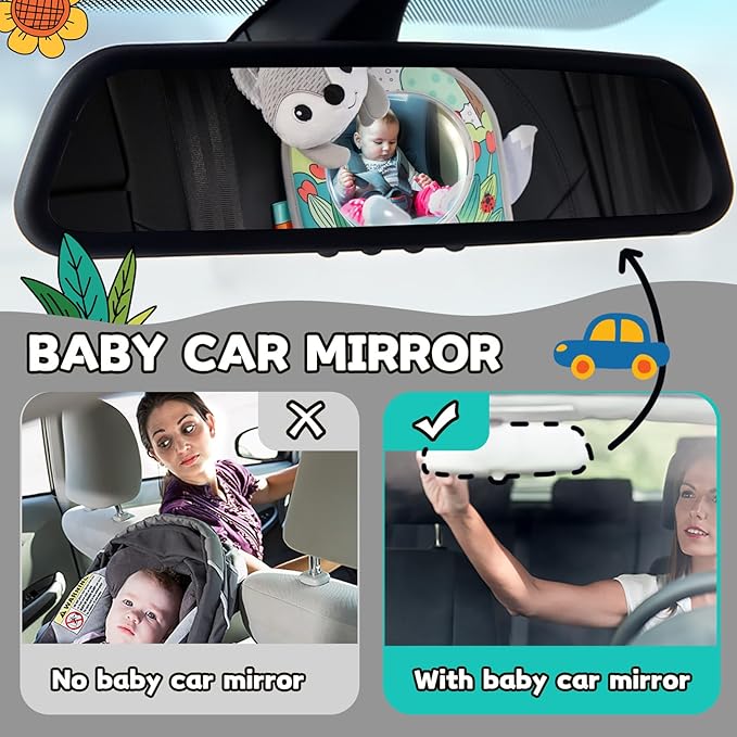 Koty Infant Car Seat Toy - Kick and Play Activity Center with Mirror, Teether and Crinkle Paper, Fun Travel Baby Toy for Rear Car Seat, Easier Drive with Newborns, Babies