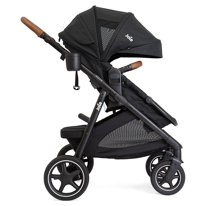 Joie Ginger LX Stroller and Rue Infant Car Seat Travel System with Anti-Rebound Base and All-Wheel Suspension (Shale Dark)
