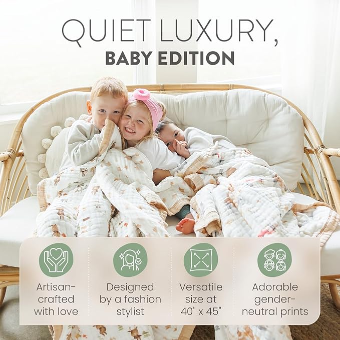 Organic Cotton Muslin Baby Blanket for Boys and Girls - Luxurious Soft Toddler Quilt for Swaddling - Gender Neutral Blankets Makes a Great Pastel Floral