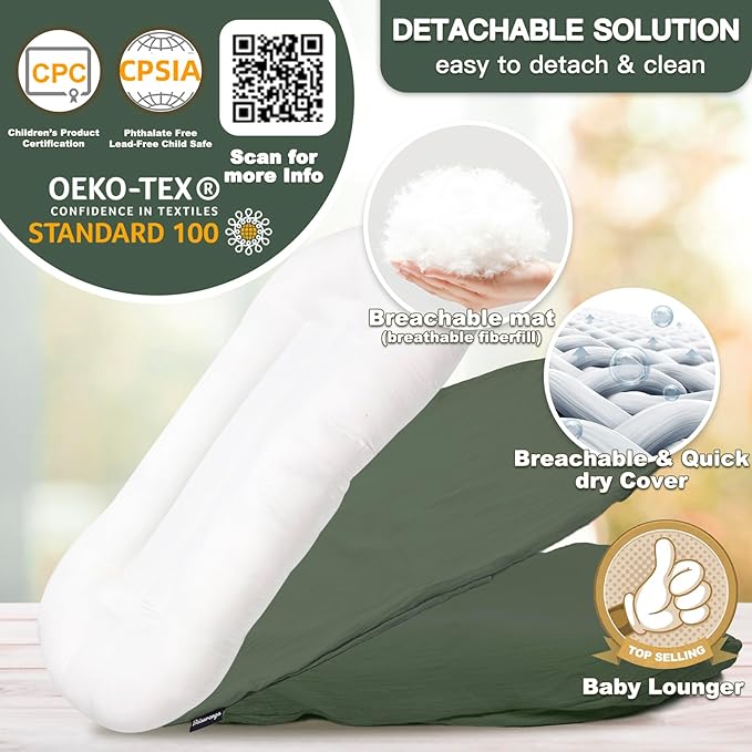 Baby Lounger - Snuggle Cozy Me Infant Lounger for Newborns | Breathable & Soft, Portable Awake-Time Pad, Essential Baby Gift (Lounger Cover Included)