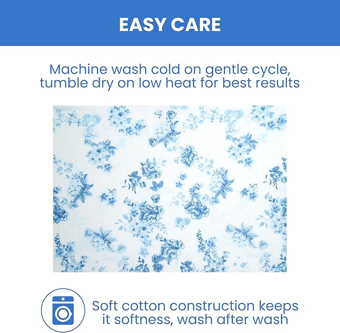 Delta Children 100% Cotton Muslin Baby Receiving Blankets for Girls and Boys – 47x47 Inches (Pack of 4), Blue Botanicals