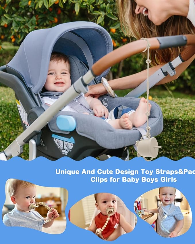 ALVABABY Silicone Toy Strap for Baby Boy Girl Smoother Clips Bottle High Chair Car Seat Travel 4 Pack 4GJL03A