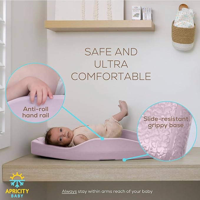 Apricity Baby Changing Pad – Waterproof Wipe-Clean Foam Mat with Raised Sides & Built-in Growth Chart, Extra-Large 31.5″ × 19.7″ – Safe & Comfortable Changing Pad for Newborns to Toddlers (Pink)