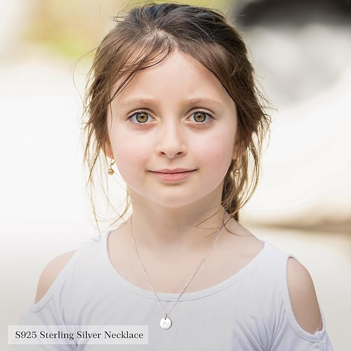 Hidepoo Disc Initial Necklace Gifts for Girls - 14K Gold Filled/Rose Gold/S925 Sterling Silver Disc Initial Necklaces Personalized Birthday Gift Tiny Initial Necklace Jewelry for Girls Women