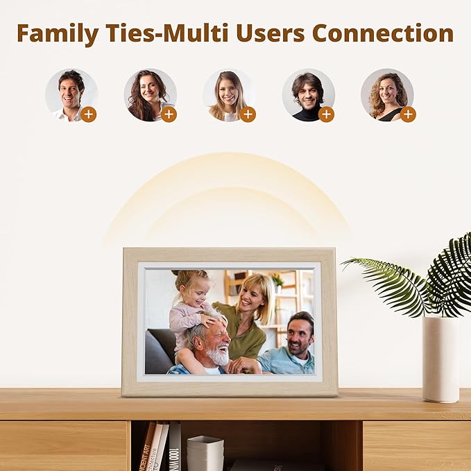 Dragon Touch Digital Picture Frame WiFi 10 inch IPS Touch Screen Digital Photo Frame Display, 32GB Storage, Auto-Rotate, Share Photos via App, Email, Cloud, Classic 10 Brown