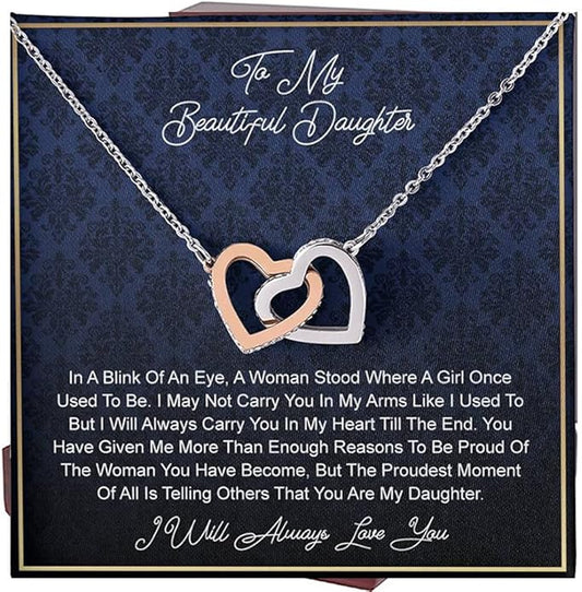 To My Daughter Gift Necklace From Dad or Mom - Badass Daughter Jewelry With Heartfelt Message & Elegant Box
