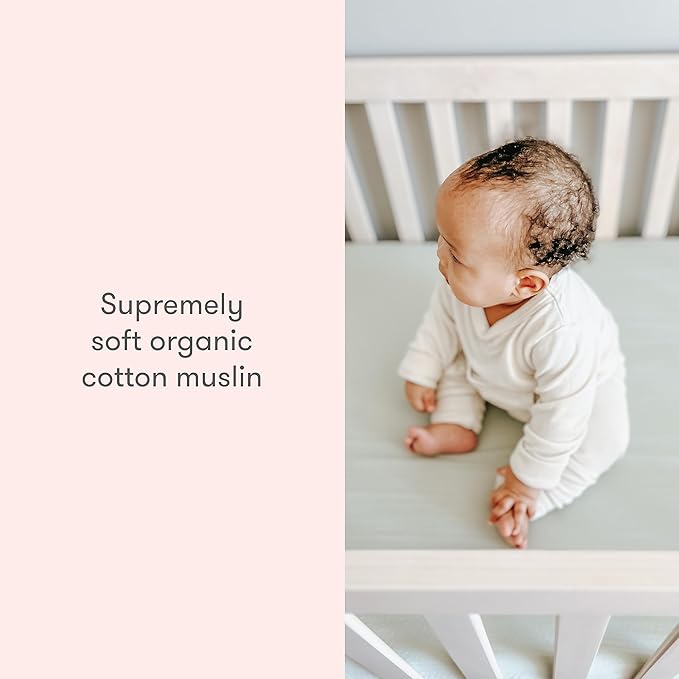 Newton Baby Organic Fitted Crib Sheets (2-Pack) - Ultra-Breathable and Ultra-Soft, 100% Organic Muslin Cotton, Sunrise Pink, Fits All Standard Cribs