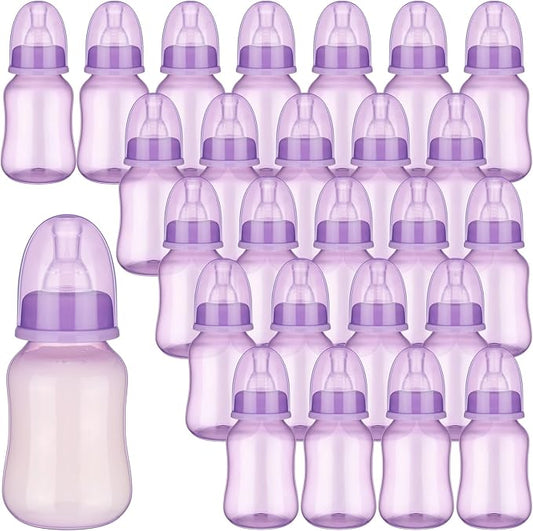 30 Pcs Baby Shower Favors Party Game Mini Baby Bottles Gift Sets for Baby Shower Boy Girl Gender Reveal Birthday Party Supplies Gift (Purple)