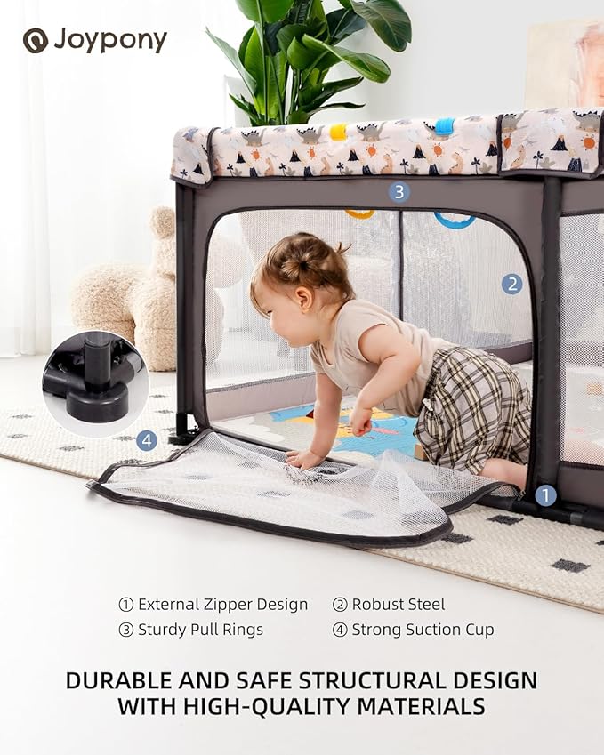 Baby Playpen with a Mat, 71"x59" Large PlayPen for Babies and Toddlers, Outdoor Play Yard for Baby Activity Center, Sturdy Safety Fence with Breathable Mesh and Anti-Slip Base