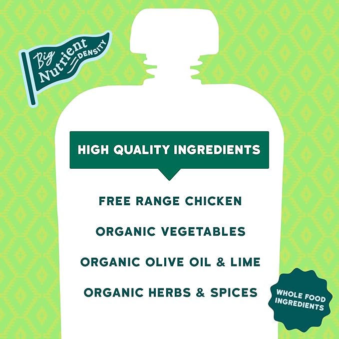 Serenity Kids 6+ Months World Explorers Chicken Mexican Stew Baby Food Pouches - Puree Pouch with Ethically Sourced Chicken & Organic Veggies - BPA-Free - 3.5 Oz, 12 Pack