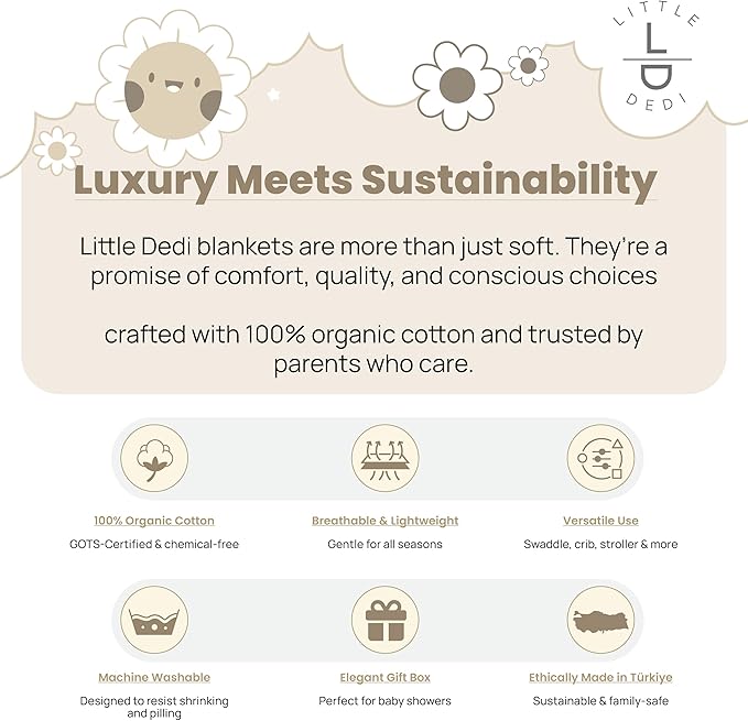 100% Organic Cotton Baby Knitted Blanket with Gift Box - Soft Toddler, Crib, Stroller Blanket - Neutral Swaddle and Receiving Blanket for Newborns, 30"x40", Color Earth Ivory