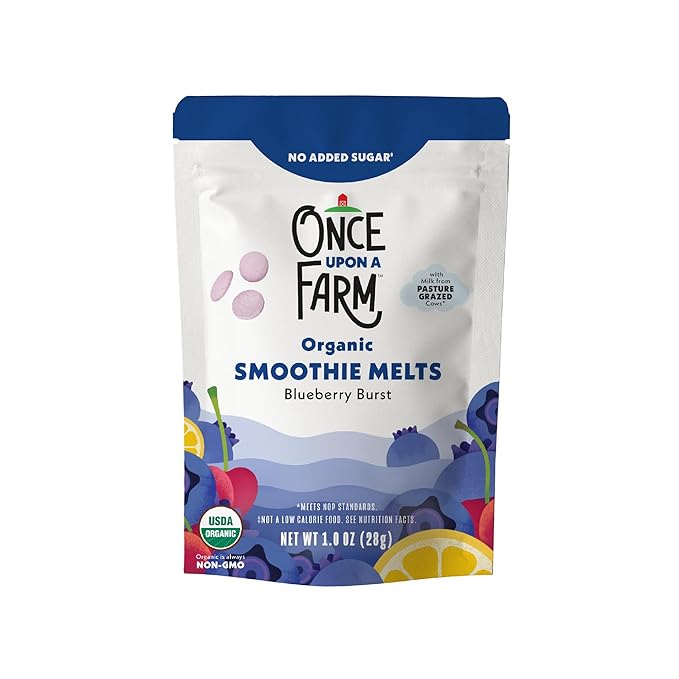 Once Upon A Farm Organic Smoothie Melts, Blueberry Burst, No Added Sugar, Kosher, USDA Certified Organic, Non-GMO, 1 Ounce (Pack of 8)