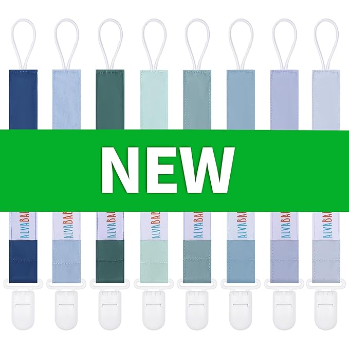 ALVABABY Baby Pacifier Clips for Boys Girls Pacifier Universal Holder Leash Pacifier Clip Binky Holder for Teether Toys Soothie 8 Packs 8DP06