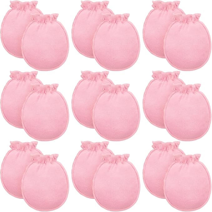 9 Pairs Newborn Baby Boys Girls Mittens 0-6 Months Infant Toddler Mittens No Scratch Solid Color Gloves
