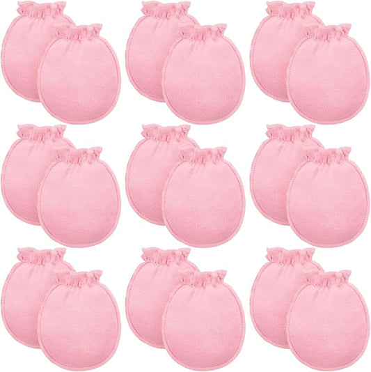 9 Pairs Newborn Baby Boys Girls Mittens 0-6 Months Infant Toddler Mittens No Scratch Solid Color Gloves