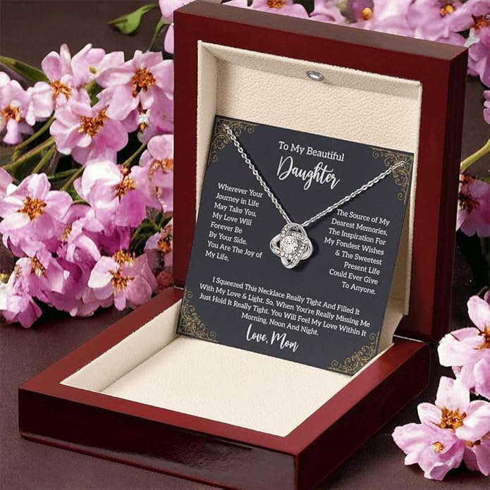 To My Daughter Gift Necklace From Dad or Mom - Badass Daughter Jewelry With Heartfelt Message & Elegant Box