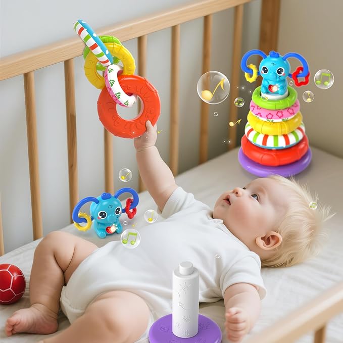 4 in 1 Baby Toys for 6 to 12 to 18 Months, Infant Sensory & Stacking for 1+ Year Old, Busy Cube Toys for Babies 6 - 12 Months, Piano Xylophone Musical Travel Toys, Christmas Birthday Gifts for 1 - 2