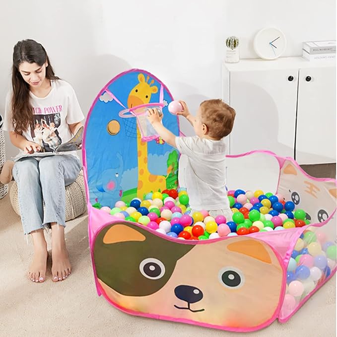 Kids Ball Pit, Pop Up Children Play Tent, Toddler Ball Pool Baby Crawl Playpen with Basketball Hoop, Portable Toys for Girls Boys, 4 ft / 120 cm, Balls Not Included, Animal