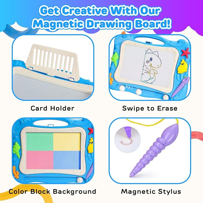 TOY Life Magnetic Drawing Board for Toddlers 1-3 Magnetic Doodle Board for Toddlers Drawing Table for Kids with Toy Building Blocks Doodle Board for Toys for Kids Gifts for Toddler