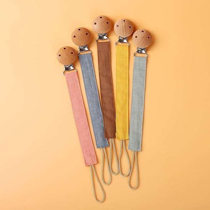 Socub 3 Pack Pacifier Clips for Baby Boys and Girls, Fabric Pacifier Hold with Clip for Binky, Teether Toys, BPA Free, Baby Shower Birthday Gift, 3 Month+(Sage/Ether/Muted)