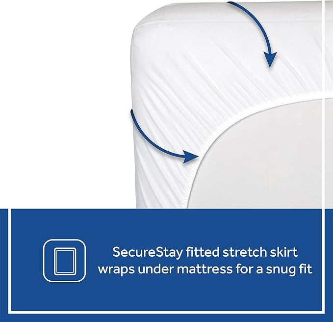 Sealy Baby Cool Comfort Fitted Waterproof Infant Cooling Crib Mattress Protector Pad and Toddler Bed Cover, Durable and Comfortable Topper, Machine Washable and Dryer Friendly, 52” x 28”- White