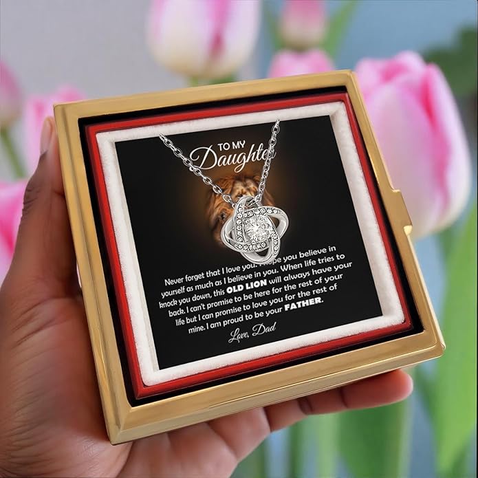 To My Beautiful Daughter Necklace from Mom & Dad | Cubic Zirconia Pendant with Heartfelt Message Card & Gift Box | Daughter Birthday, Graduation, Christmas Jewelry Gift from Parents