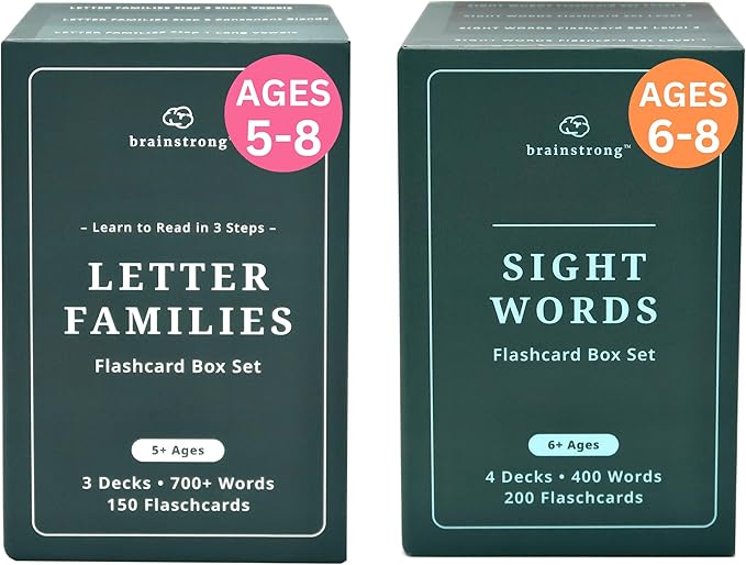 1150 Phonics and Sight Words | Ages 5-8 | 350 Learn to Read Flashcards | Boost Reading Ability | Kindergarten 1st 2nd Grade | Beginning to Advanced Words | Brainstrong Premium 2 Box Set