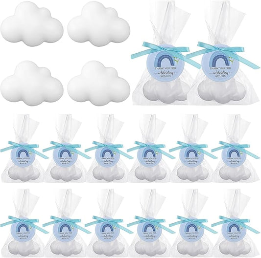Demissle 20 Pcs Cloud Baby Shower Soap Favors Mini Handmade Soap Gifts with Thank You Card for Guests Christmas Party Wedding Return Gifts Bridal Shower Decorations(White)