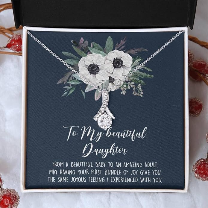 To My Daughter Gift Necklace From Dad or Mom - Badass Daughter Jewelry With Heartfelt Message & Elegant Box
