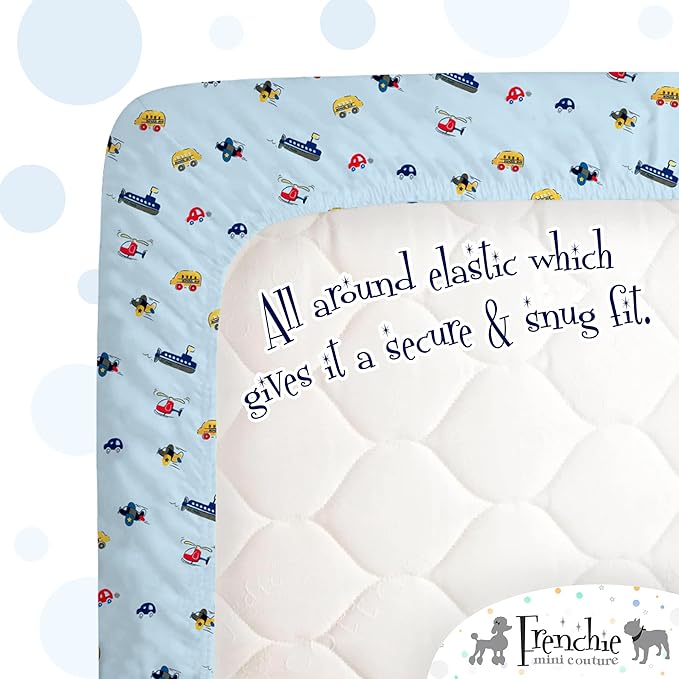 2-Piece Kids Twin Sheets Set, 100% Woven Cotton, Deep Pocket Bed Sheet 39 x 75 x 15in + Pillowcase 20 x 30, Cars, Boats, & Planes
