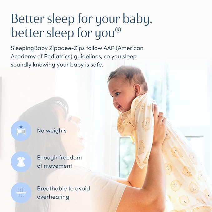 SleepingBaby Zipadee-Zip Transition Swaddle - Cozy Baby Swaddle Blanket with Zipper Convenience - Roomy Wearable Blanket for Easy Diaper Changes - Lions, X-Small (3-6 Month)