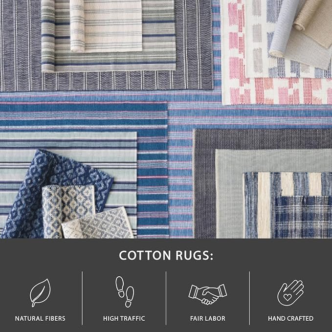 Dash and Albert Marled Cotton Area Rug - 2.5' x 8' Runner Light Blue Solid Handwoven Accent Rug - Durable, High Traffic Areas Hallway, Bedroom, Living Room