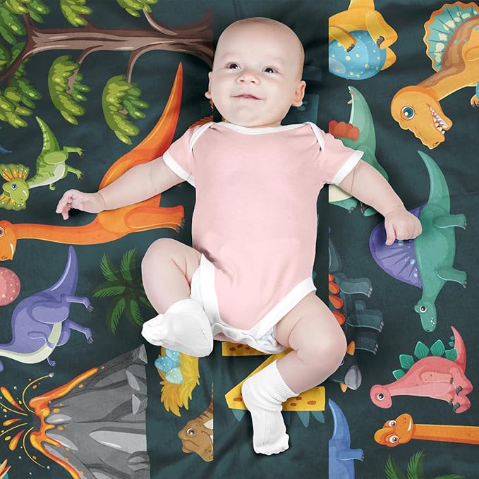 Personalized Dinosaur Baby Blanket with Name, Custom Easter Blanket for Boys, Girls & Kids, Soft Newborn