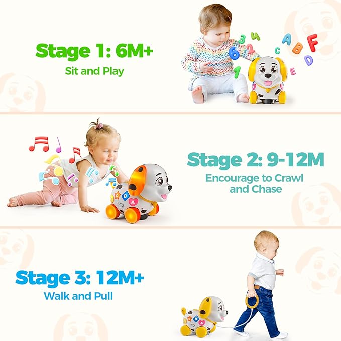Musical Baby Toys 6-12 Month, 1st First Birthday Gift for 1 Year Old Boys Girls, Crawling & Walking Puppy Toy 6 7 8 9 10 12-18 Month Old Bilingual Learning Developmental Toy for Baby Boy Girl Age 1-2
