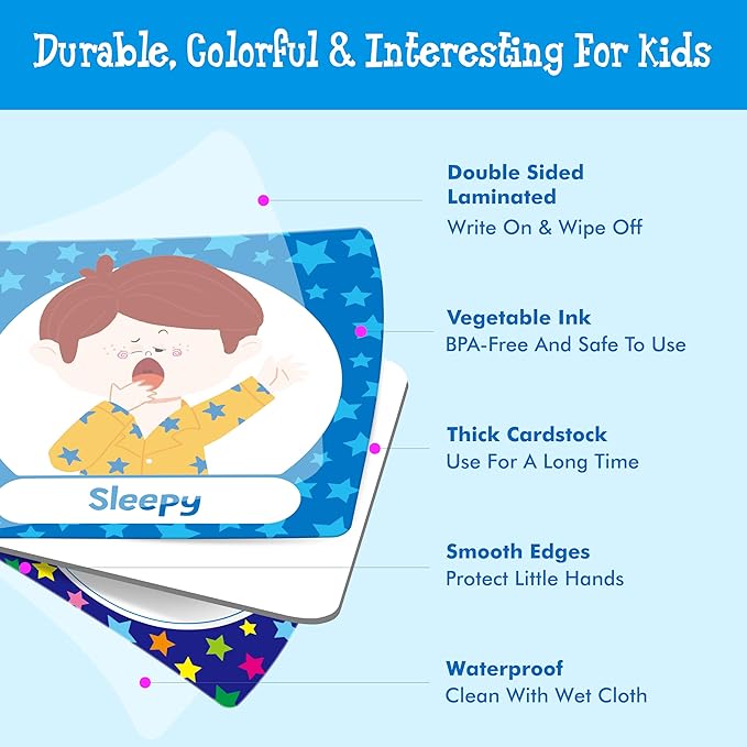 Hebayy 72 PCS Emotions Matching Game, 36 Pairs Feelings Memory Matching Cards Emotional Learning Activities Calm Down Corner Supplies for Baby Toddler Pre-K Preschool Kindergarten Autism ADHD