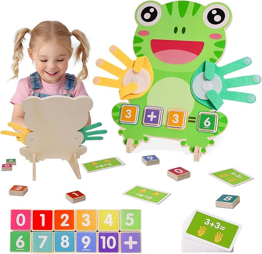 Preschool Learning Toys for Toddlers 3 4 5 Years, Finger Counting Number Blocks for Kids, Educational Math manipulatives Toys, Preschool Wood Homeschool Educational Math Toy for Boys Girls.
