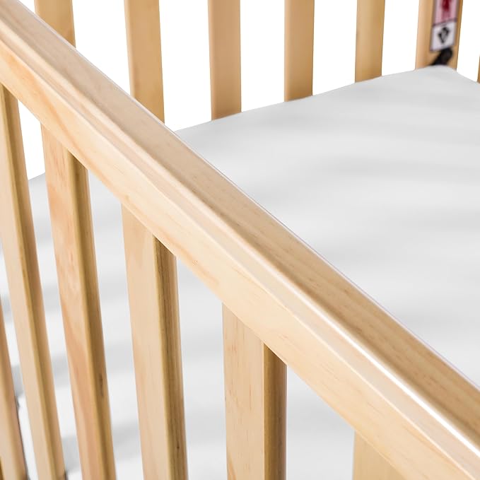 Child Craft Bristol Professional Series Wooden Compact Portable Crib with 3" Mattress and Ultra-Quiet Casters, Durable Wood Construction, Easy Maneuverability (Natural)