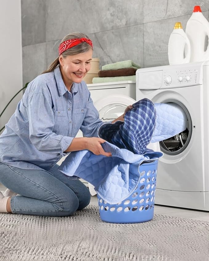 Non-Slip Bed Pads for Incontinence Washable (34" x 36"|2 Pack), Waterproof Bed Pads, Navy Blue Grid, Bed Wetting Pads for Bed, Sofa, Floor, Resuable Underpads for Adults, Seniors, Pet